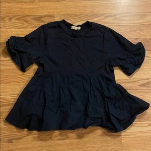 Navy Peplum Top